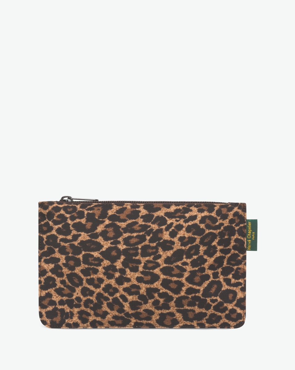 Hervé Chapelier -  - "Packshot of a 902F rectangular flat pouch
with a brand label sewn on right side.
The pouch is made of printed nylon in an extra-small size.
Pochette plate en nylon imprime fantaisie dans une taille XS"
