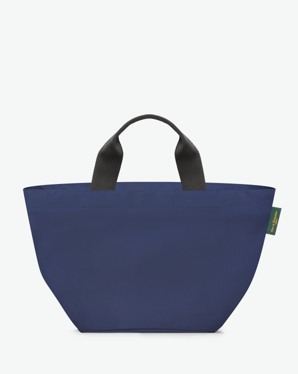 Hervé Chapelier -  - "Packshot of a 1027N tote bag
with short polyprop handles and a zipper and an inside pocket.
The bag is made of solid nylon in a medium size.
Sac cabas a poignees courtes en nylon bicolore dans un format M 1414 BLEU NUIT BLEU NUIT"